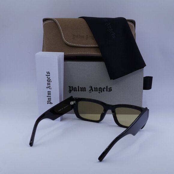 Palm Angels PERI002 PALM 1018 Sunglasses Black Rectangle Frame, Yellow Lenses - Picture 10 of 10